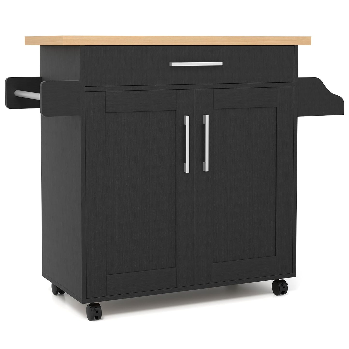 Kitchen Island Cart with Storage and Adjustable Shelf