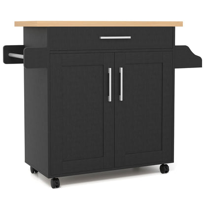 Kitchen Island Cart with Storage and Adjustable Shelf