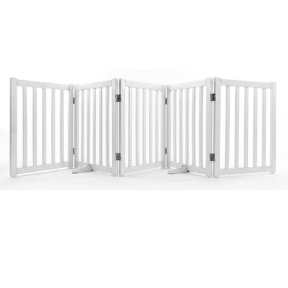 Foldable Pet Gate, Freestanding Wooden Puppy Barrier, Indoor Dog Safety Fence