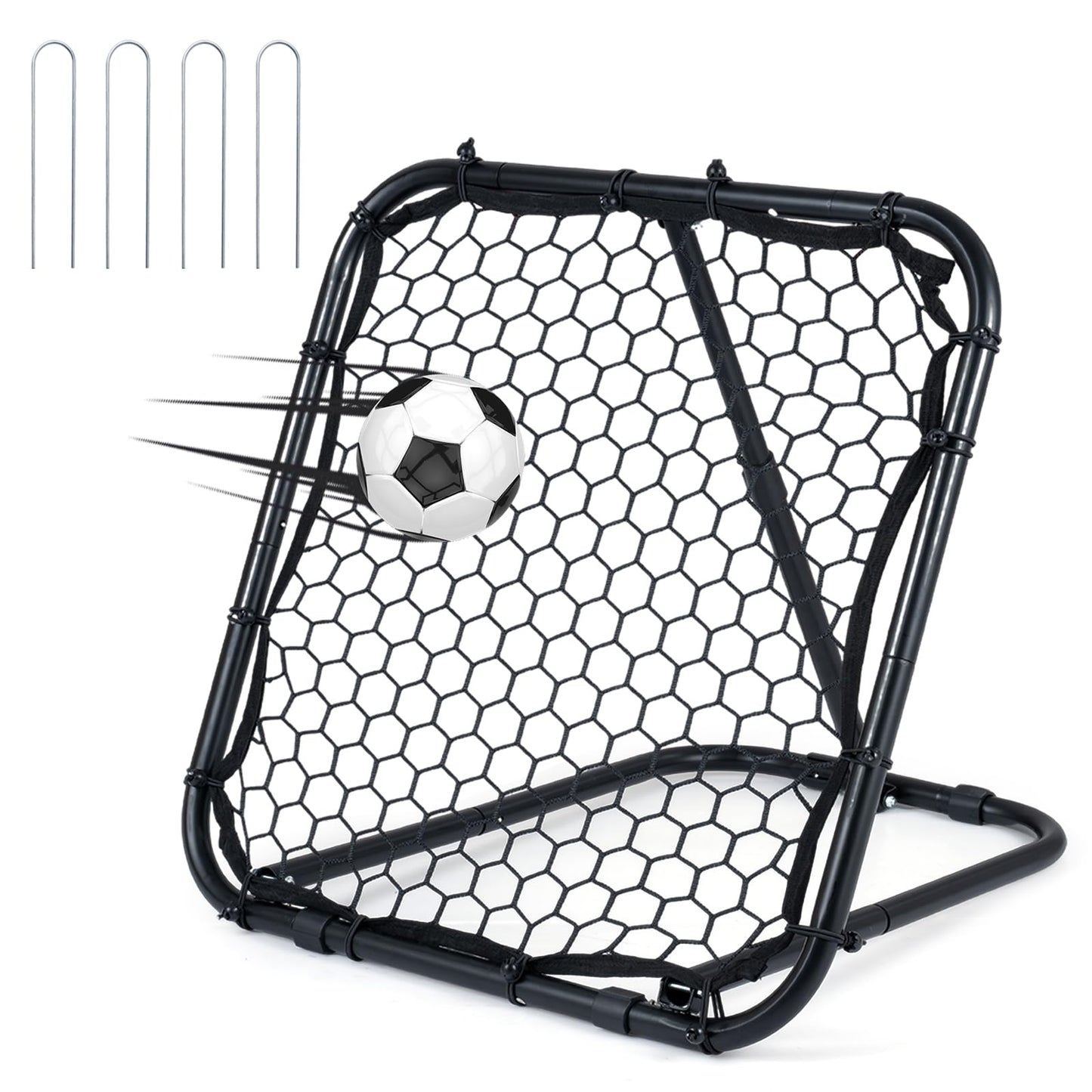 Foldable Football Rebounder Net, Football Training Net with Metal Frame, Adjustable Soccer Target Goal