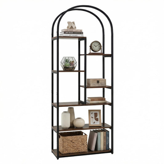 Arched Bookshelf, Metal Frame Bookcase Shelving Unit