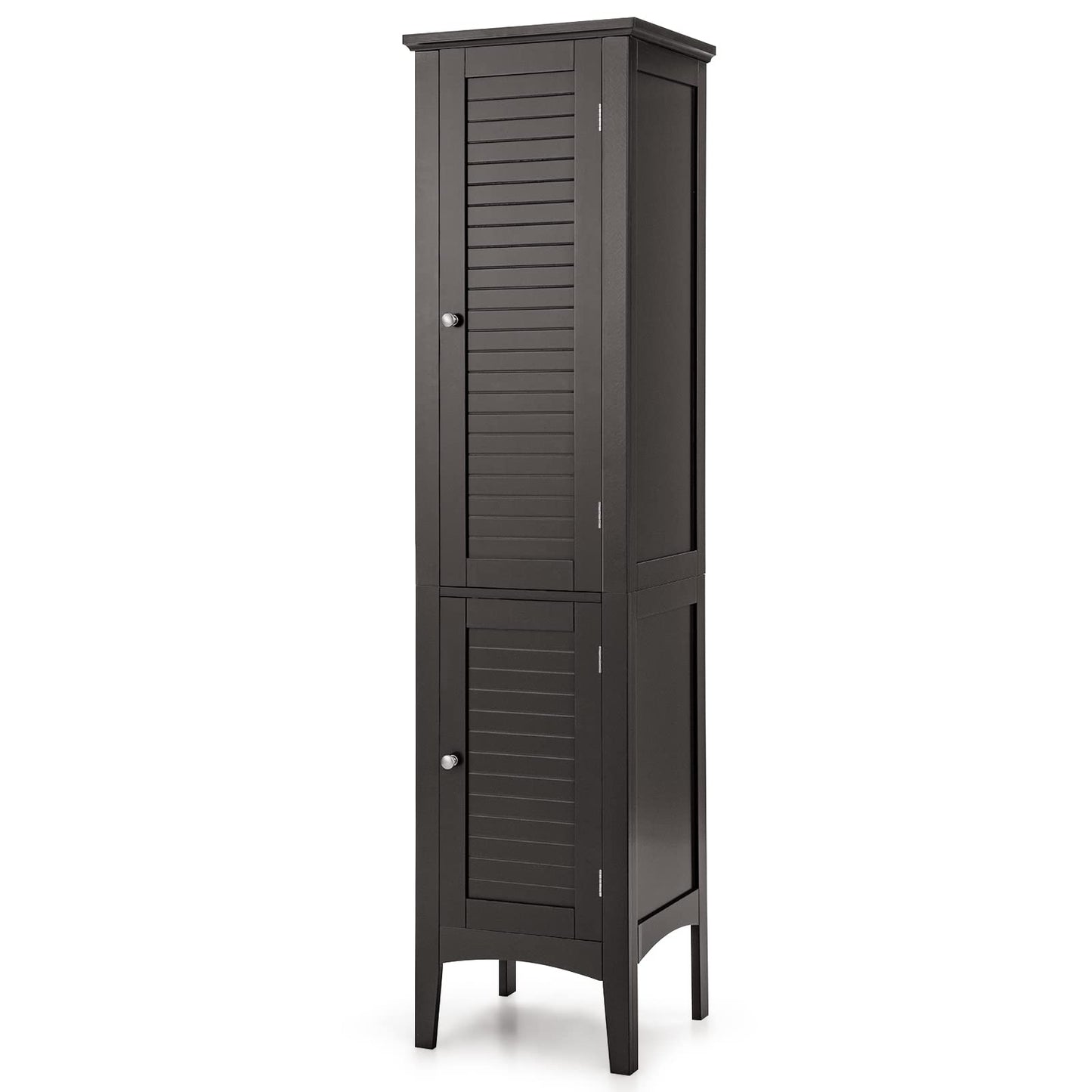 2 Door 160cm High Freestanding Bathroom Cabinet with 5 Tier Shelves
