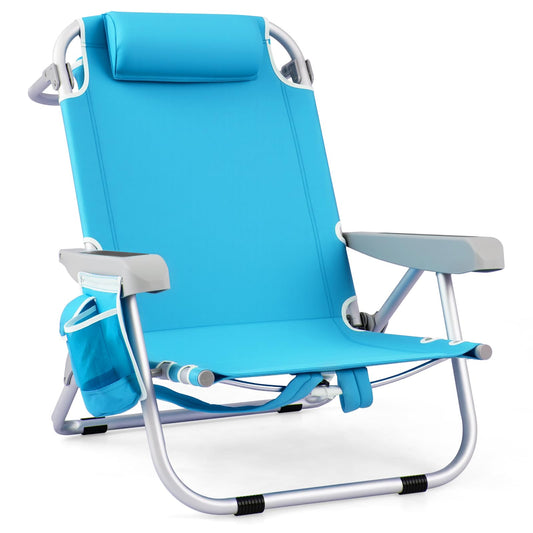 Folding Backpack Beach Chair with Detachable Headrest