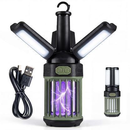 Outdoor Bug Zapper with Foldable Lantern USB-C Rechargeable for Camping