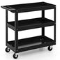 3-Tier Tool Trolley with Handle and Lockable Wheels