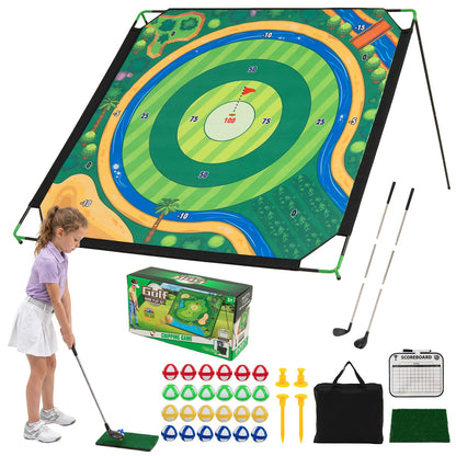 Indoor Outdoor Golf Game Gift with 2 Adjustable Clubs, 24 Sticky Balls, Scoreboard & Carry Bag