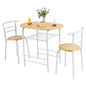 3-Piece Dining Table Set with Extra Wine Rack and Metal Frame