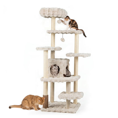 Cat Tree with Sisal Scratching Posts and Platform for Indoor Cats