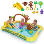 Inflatable Play Center, Jungle Animal Spray Paddling Pool with Slide & Sprinkle