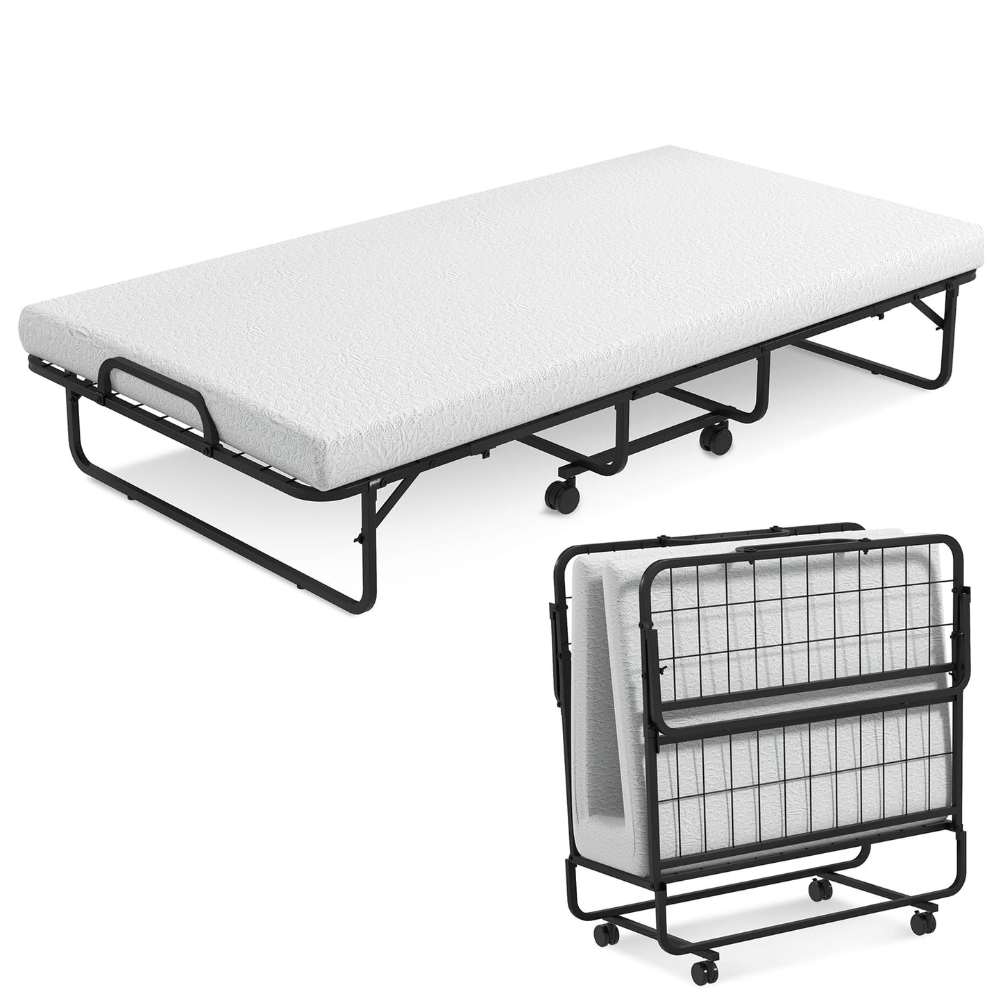 Folding Bed with 10 cm Mattress for Adults and Kids