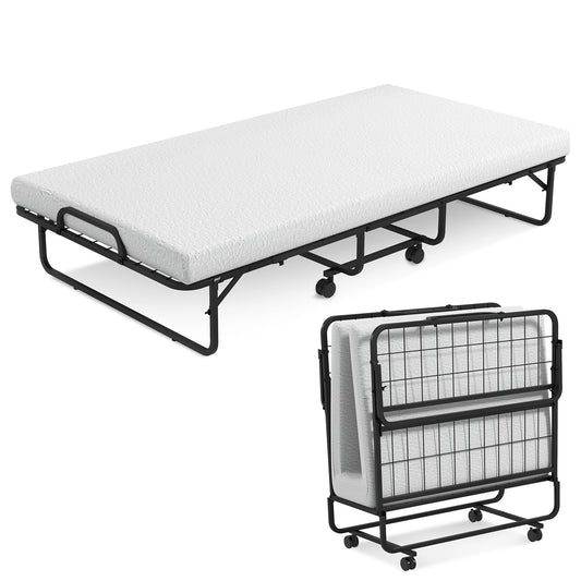 Folding Bed with 10 cm Mattress for Adults and Kids