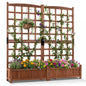 Wooden Garden Planter with Trellis, Raised Garden Bed with 2 Boxes