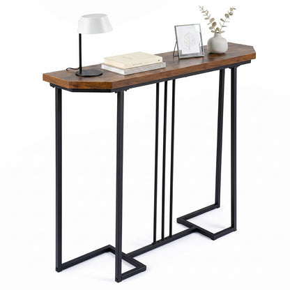 110 CM Narrow Entryway Table with Faux Marble Top for Living Room