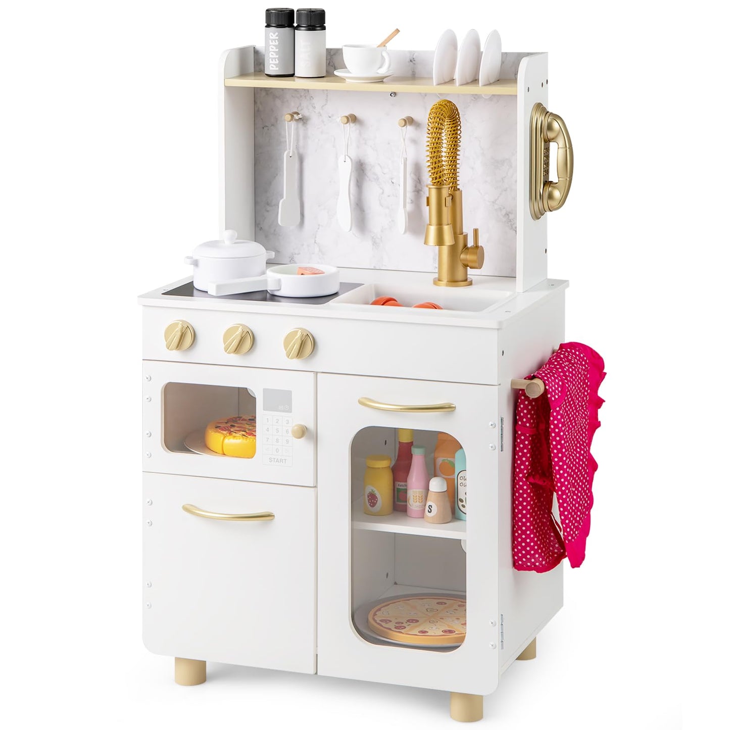 Kids Kitchen Setwith Stoves Faucet Sink Telephone Microwave and Oven