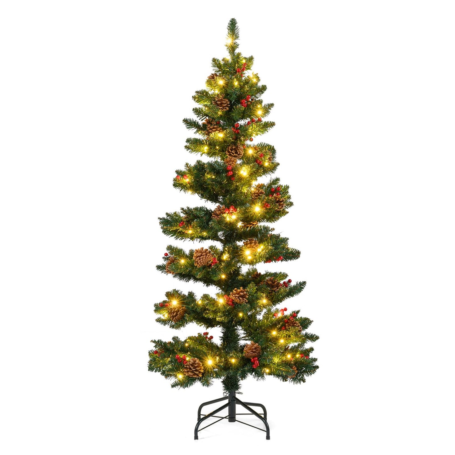 150 CM Pre-Lit Artificial Christmas Tree Spiral Holiday Tree with 448 Branch Tips
