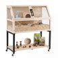 Wooden Hamster Cage, 2-Tier Small Animal House with Acrylic Windows