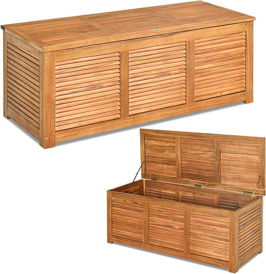 114cm Garden Storage Bench with Flexible Hinges and Handle