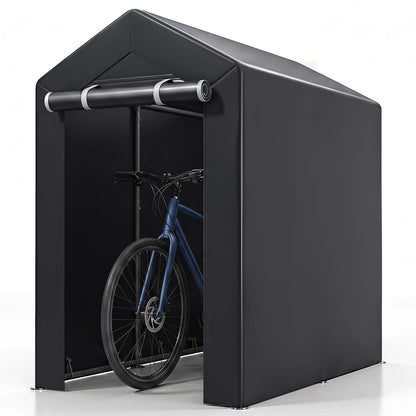 Heavy-Duty Portable Storage Shed with Roll-up Zipper Door and Sun-Protective Canopy