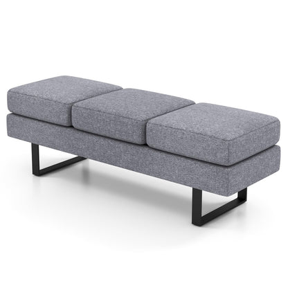 Waiting Room Bench Seating with 3 Seats and Metal Frame Leg