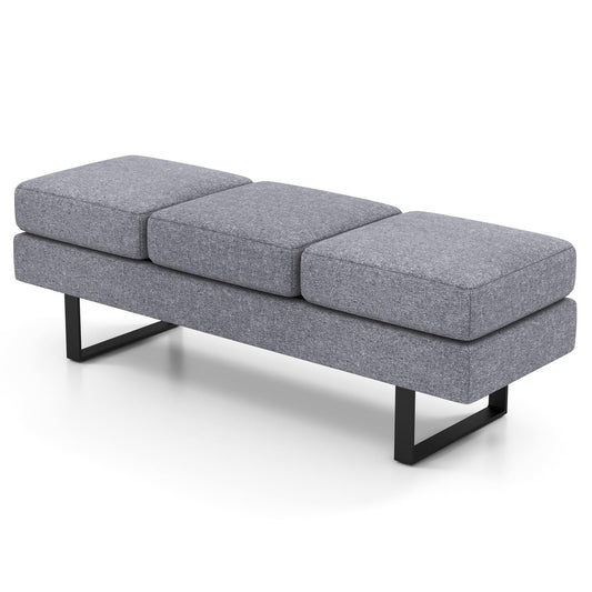 Waiting Room Bench Seating with 3 Seats and Metal Frame Leg