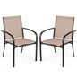 Giantex Garden Chairs Set of 2 Stackable Outdoor Dining Chairs with Breathable Backrest & Seat
