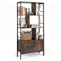 Modern Bookcase with Steel Frame 3-Tier Shelves and 2-Door Cabinet for Living Room