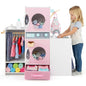 Wooden Kids Laundry Playset Pretend Toy Washing Machine with Laundry Detergent Bottle
