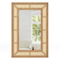 Rattan Decorative Wall Mirror, Large Wooden Frame Hanging Vanity Mirror