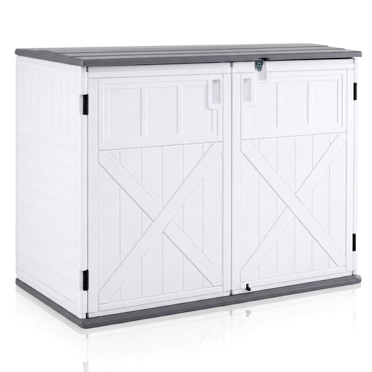Outdoor Storage Box, All Weather Resistant Garden Shed with 3-Level Adjustable Shelf