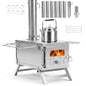 Hot Tent Stove, Camping Tent Stove (Silver, 45 x 37 x 219cm) | Stainless Steel Wood Burning Stove
