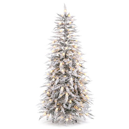 6 FT Artificial Christmas Tree, Flocked Hinged Xmas Tree