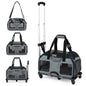 Foldable Rolling Pet Carrier with Wheels and Padded Carry Handle