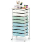 8 Drawers Storage Trolley, Rolling Utility Cart with Wooden Top