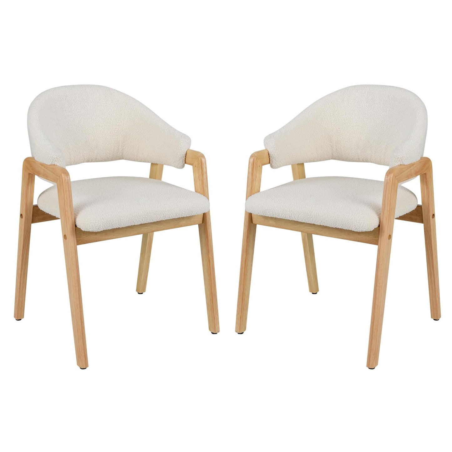 Dining Chairs Set of 2, Sherpa Fabric Upholstered Kitchen Chairs with Rubber Wood Frame