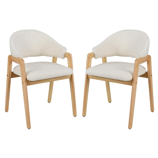 Dining Chairs Set of 2, Sherpa Fabric Upholstered Kitchen Chairs with Rubber Wood Frame