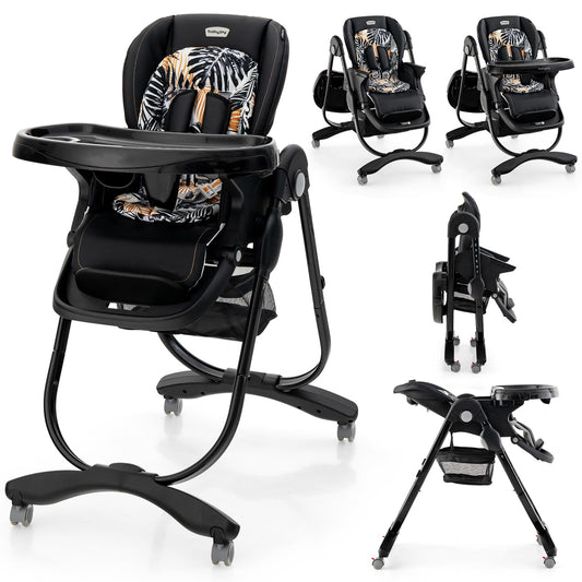 Adjustable & Folding Baby Highchair with Lockable Wheels