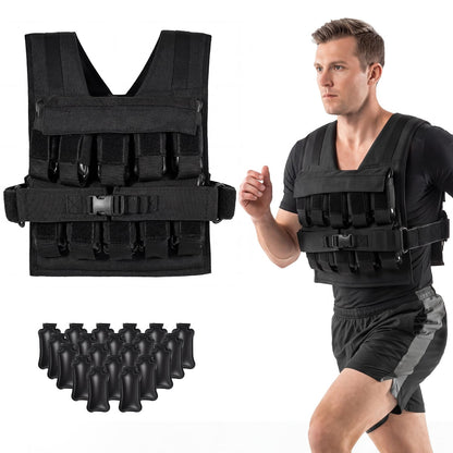 Weighted Vest, 20kg Fitness Weight Vests with Adjustable Buckles & Mesh Bag
