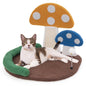 Mushroom Cat Bed with Wide Large Platform and Sisal Scratching Panel