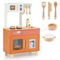 Wooden Play Kitchen with Cookware Accessories for Ages 3-6