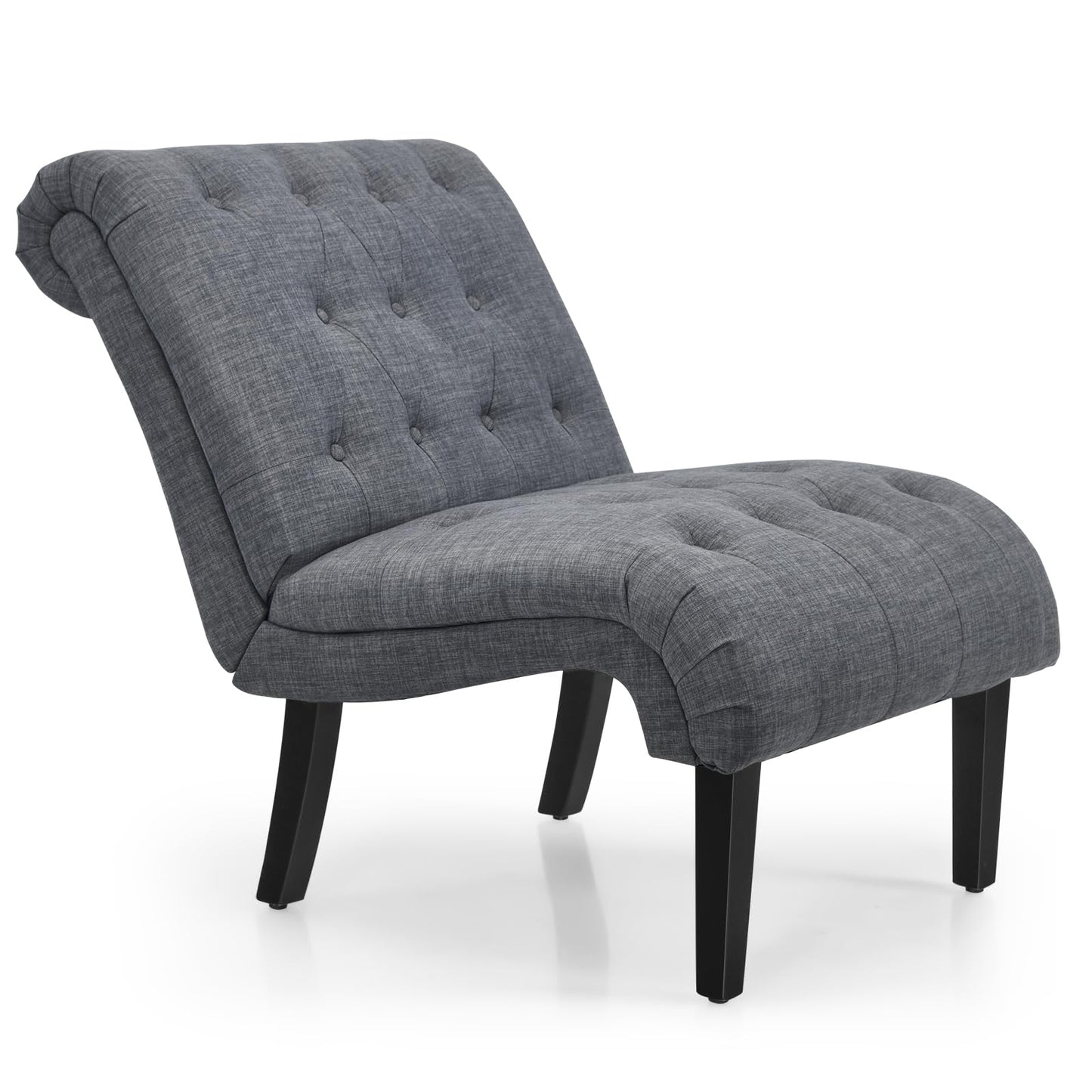 Modern Upholstered Accent Chair with Button Tufted Linen Fabric