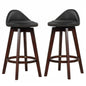 GiantexUK Bar Stools Set of 2, Upholstered Swivel Barstools with Rivets, Padded Back, Rubber Wood Legs & Footrest