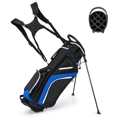 Golf Stand Bag wIth 14 Way Top Dividers 6 Pockets Cooler Bag Dual Strap and Rain Hood