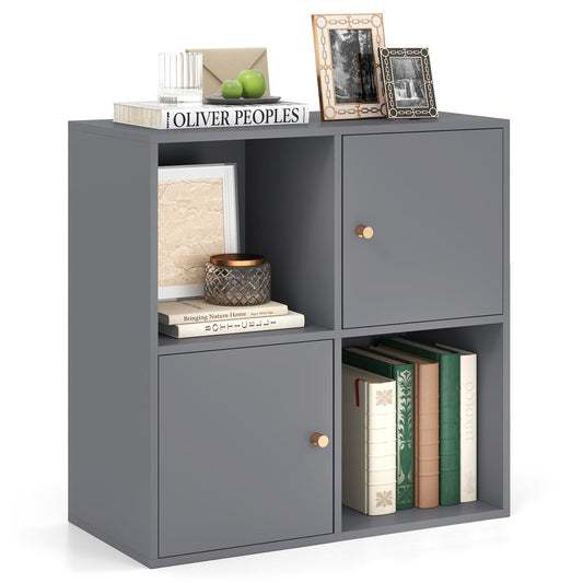 3-Tier Bookshelf with Dual Anti-Tipping Kits and 2 Cabinets