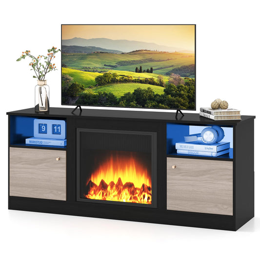 TV Stand with Adjustable Shelf and Open Compartment