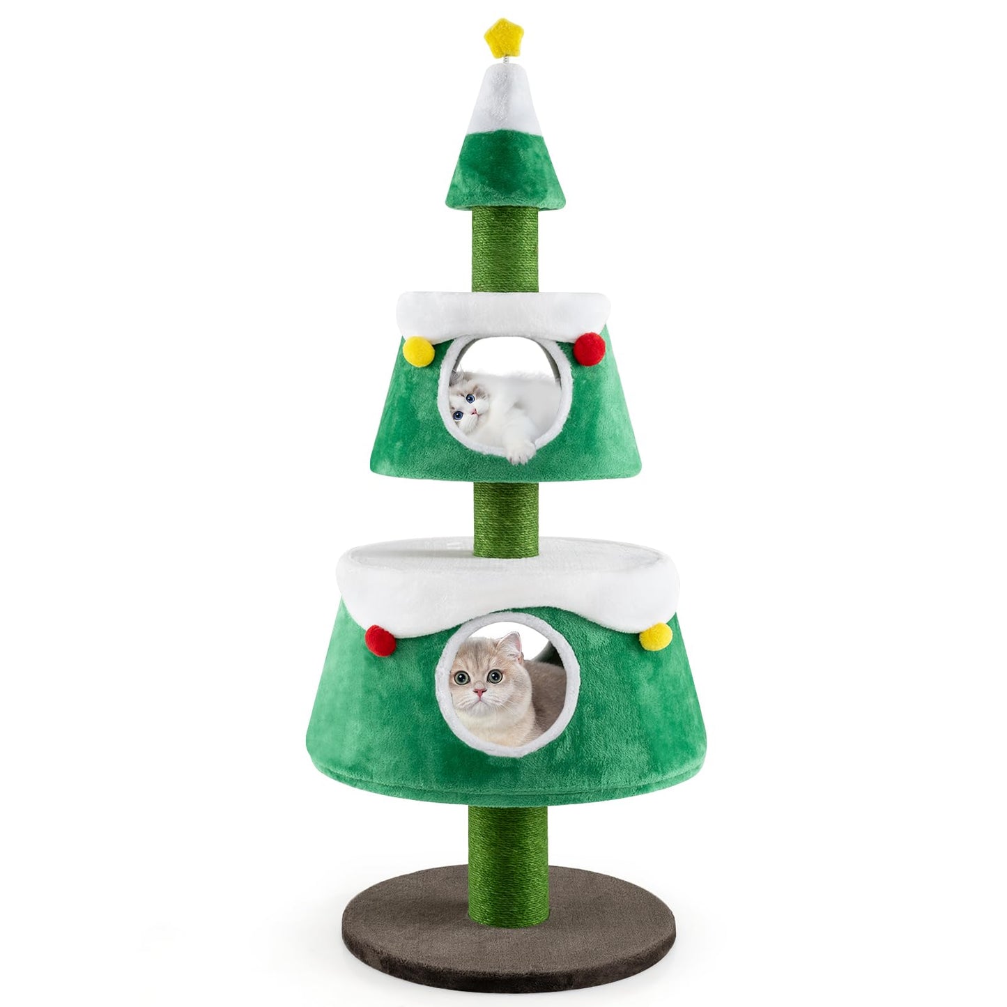 153cm Christmas Tree Shape Cats Tower with 2 Condos