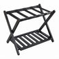 Bamboo Luggage Rack, Folding Suitcase Stand with Straps and Storage Shelf