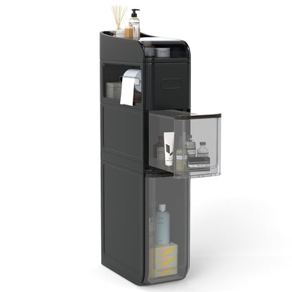 4-Tier Bathroom Storage Cabinet with 2 Drawers and Tissue Box