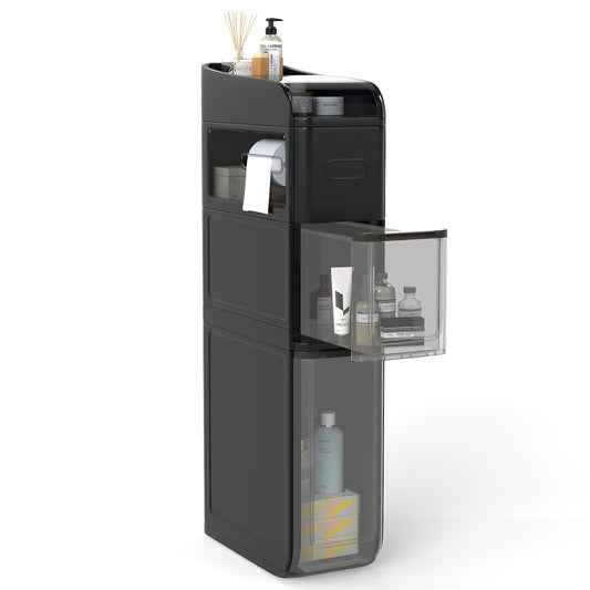4-Tier Bathroom Storage Cabinet with 2 Drawers and Tissue Box