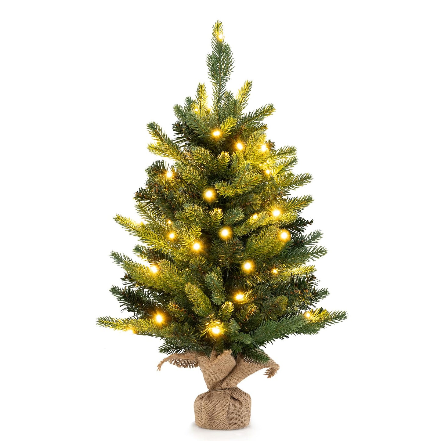 24 Inch Artificial Xmas Tree Tabletop Christmas Tree with 234 PE PVC Branch Tips