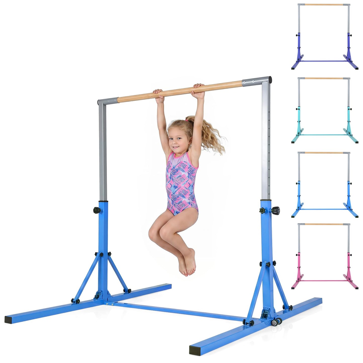 Foldable Gymnastics Bar, 90-150cm Height Adjustable Training Bar